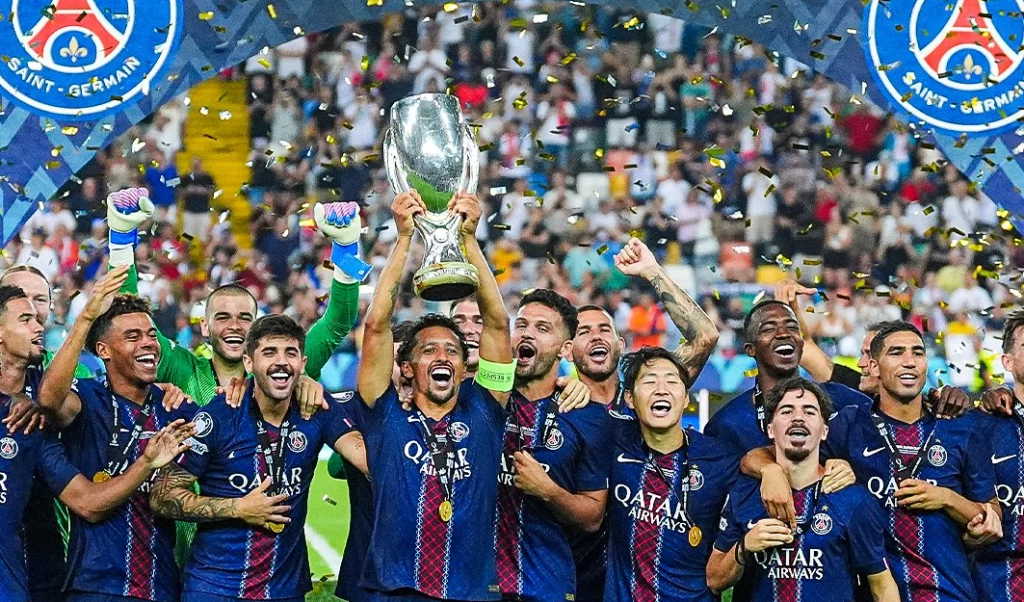 Tottenham surrender two-goal lead as PSG win Super Cup on penalties